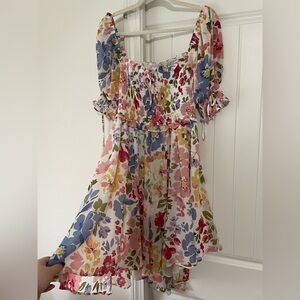 En Saison Multicolor Floral Smocked High-Low Mini Dress Size L